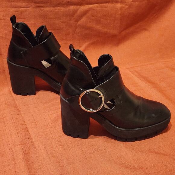 ZARA Trafaluc Black Chunky Platform Mary Janes Lug Sole Ankle Booties Sz 6 /36 - Picture 3 of 10